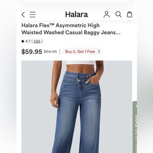 HALARA Asymmetric High-Waisted Blue Flare Jeans